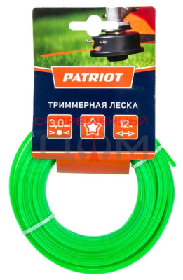 Леска PATRIOT D 3,0 мм L 12 м (звезда, зеленая) 300-12-3
